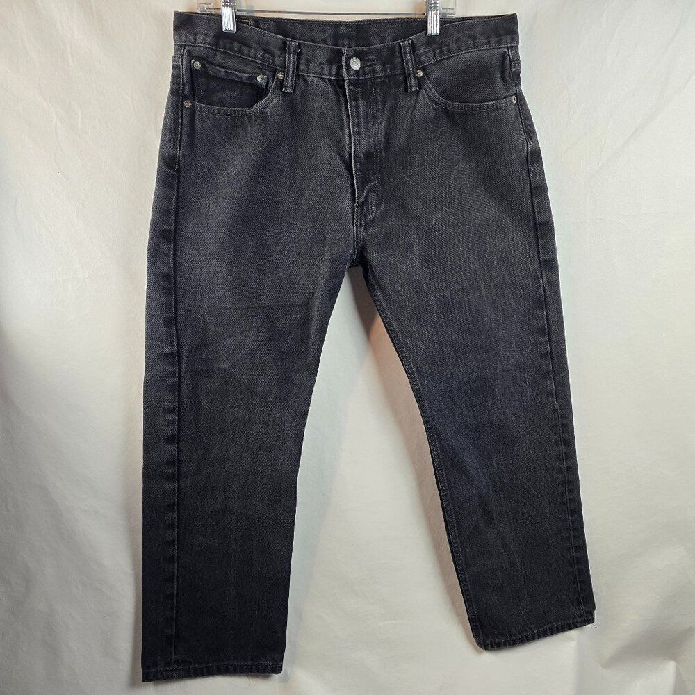 Levis 505 Jeans Mens 38x29 Black Straight Leg Denim Casual Rocker Skater Minimal